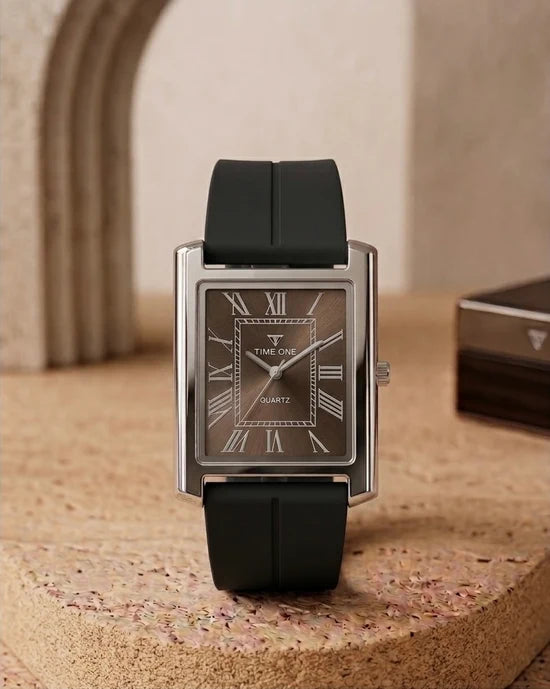 Rectangular Case Watch - Roman Numeral Dial with Silicone Strap & Magnetic Lock