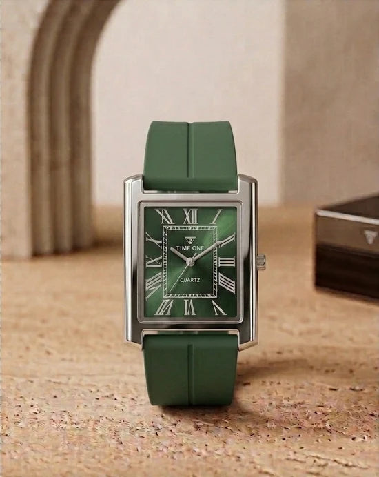 Rectangular Case Watch - Roman Numeral Dial with Silicone Strap & Magnetic Lock