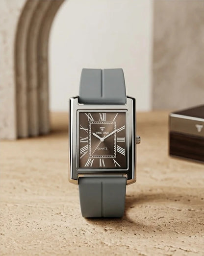 Rectangular Case Watch - Roman Numeral Dial with Silicone Strap & Magnetic Lock