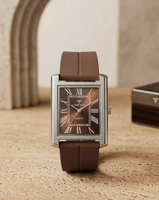 Rectangular Case Watch - Roman Numeral Dial with Silicone Strap & Magnetic Lock