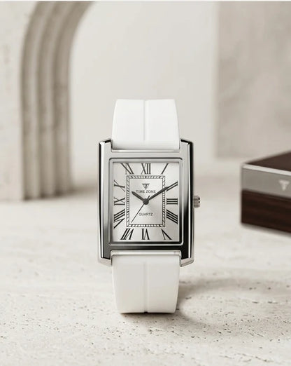 Rectangular Case Watch - Roman Numeral Dial with Silicone Strap & Magnetic Lock