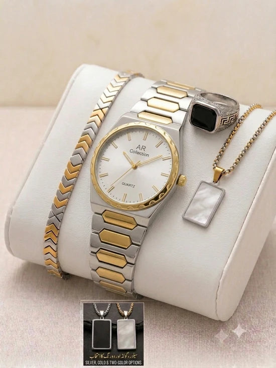 Matrix Deal – Premium 4-in-1 Men's Luxury Watch & Accessories Gift Set