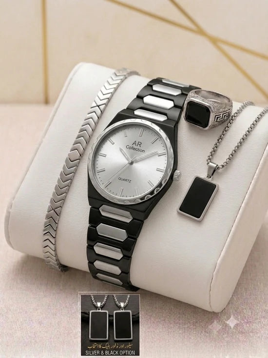 Matrix Deal – Premium 4-in-1 Men's Luxury Watch & Accessories Gift Set