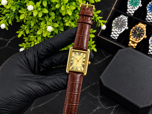 Cartier Tank Classic Leather Watch for Men – Elegant Roman Dial