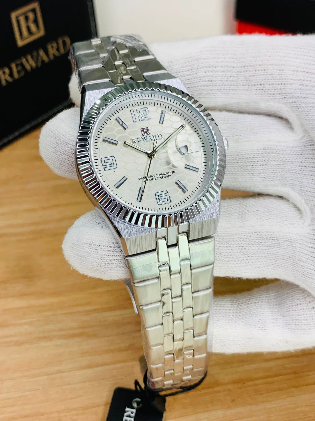 Reward Honeycomb Luxury Chronometer Watch – Premium Stainless Steel with Date
