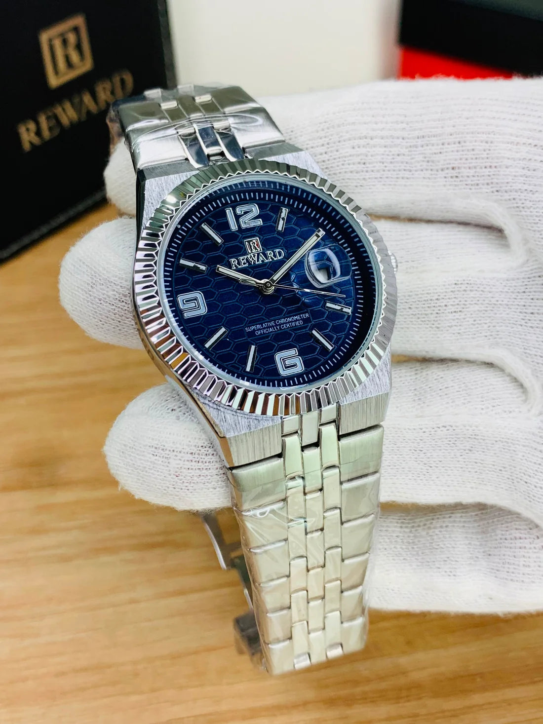 Reward Honeycomb Luxury Chronometer Watch – Premium Stainless Steel with Date